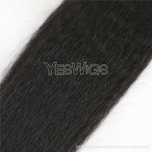 Natural Color Kinky Straight Malaysian Human Hair Young Girl Donor Extension Bundles Bulk Price Double Weft Hair Yaki Straight